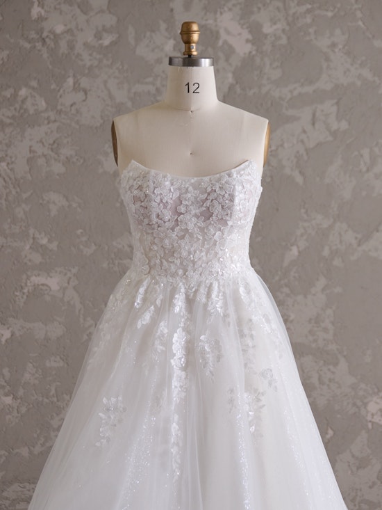 Ventura Silver Lace A-Line Wedding Dress | Rebecca Ingram