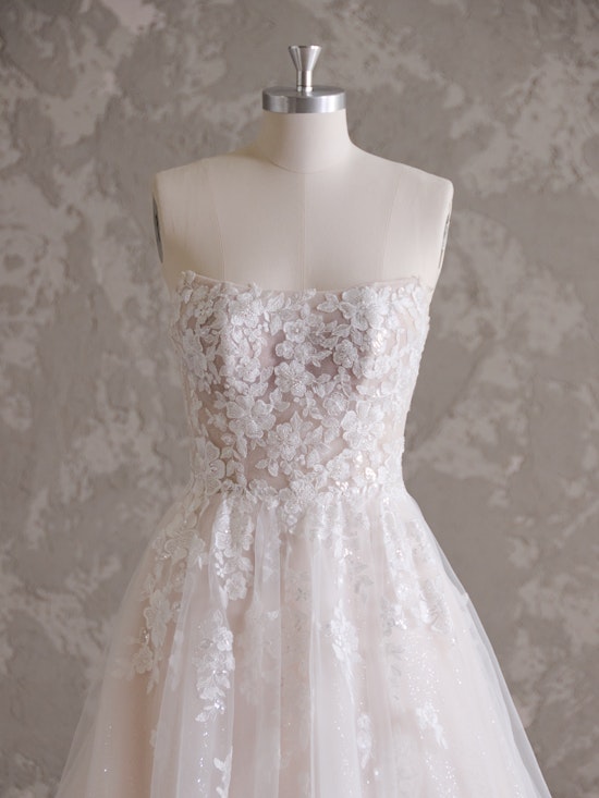 Ventura Silver Lace A-Line Wedding Dress | Rebecca Ingram