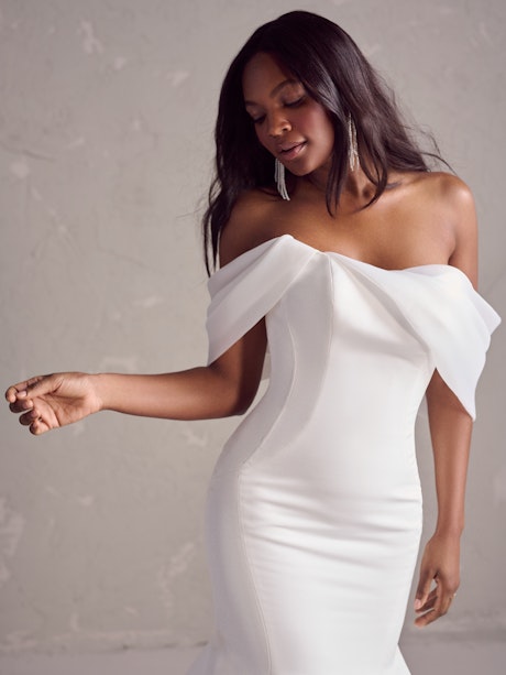 ANNIKA WHITE OFF SHOULDER LONG SLEEVE CORSET DRESS WITH CRYSTAL