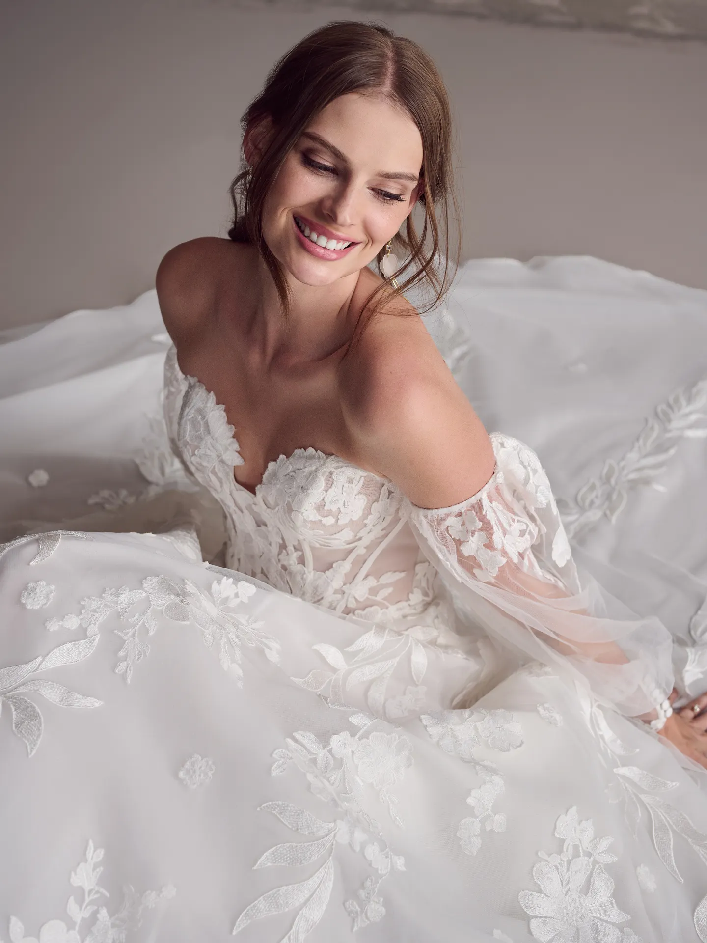 Sottero and Midgley Destin floral lace A-Line gown front view