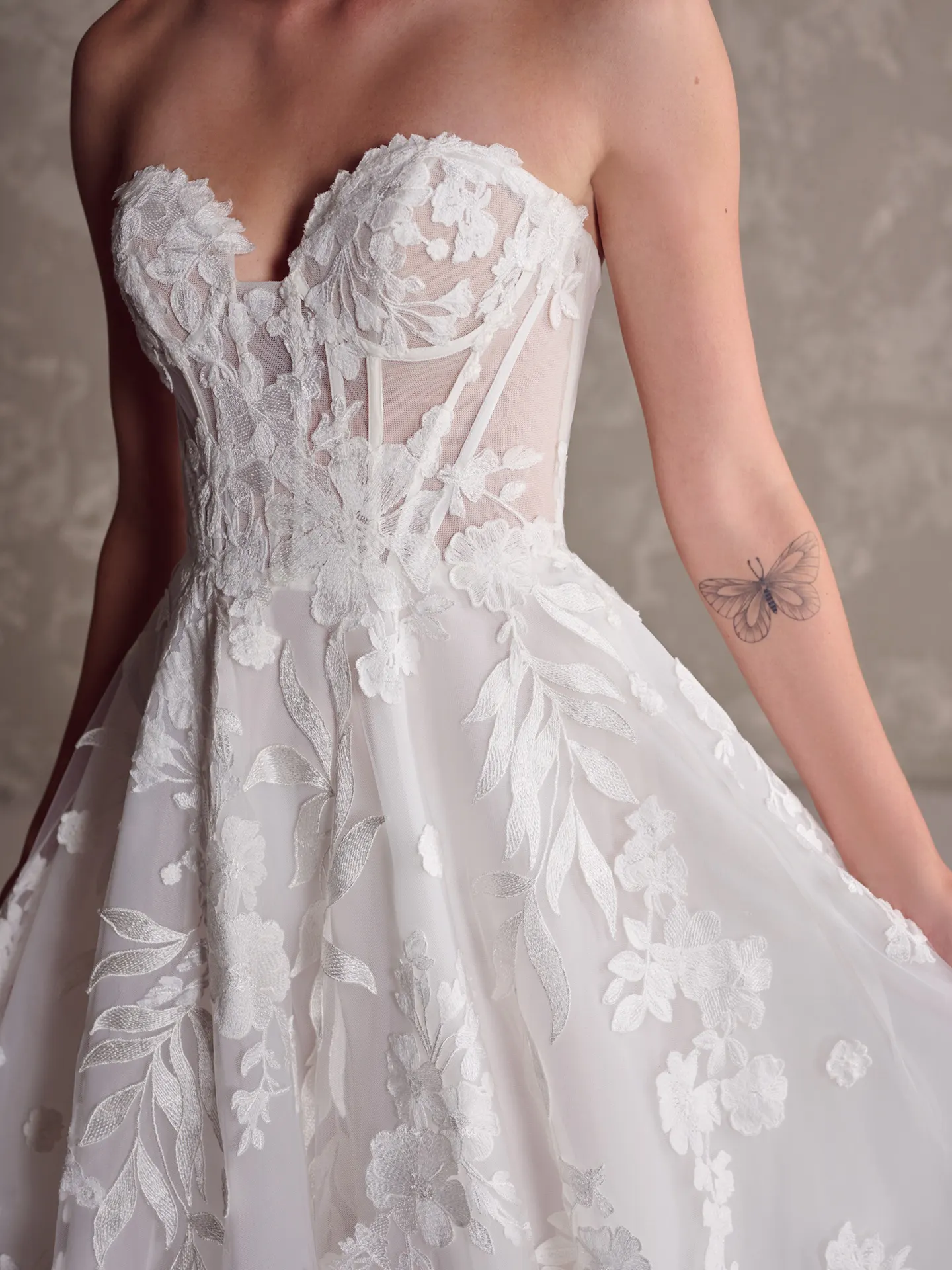 Sottero and Midgley Destin front view lace floral A-line bridal gown
