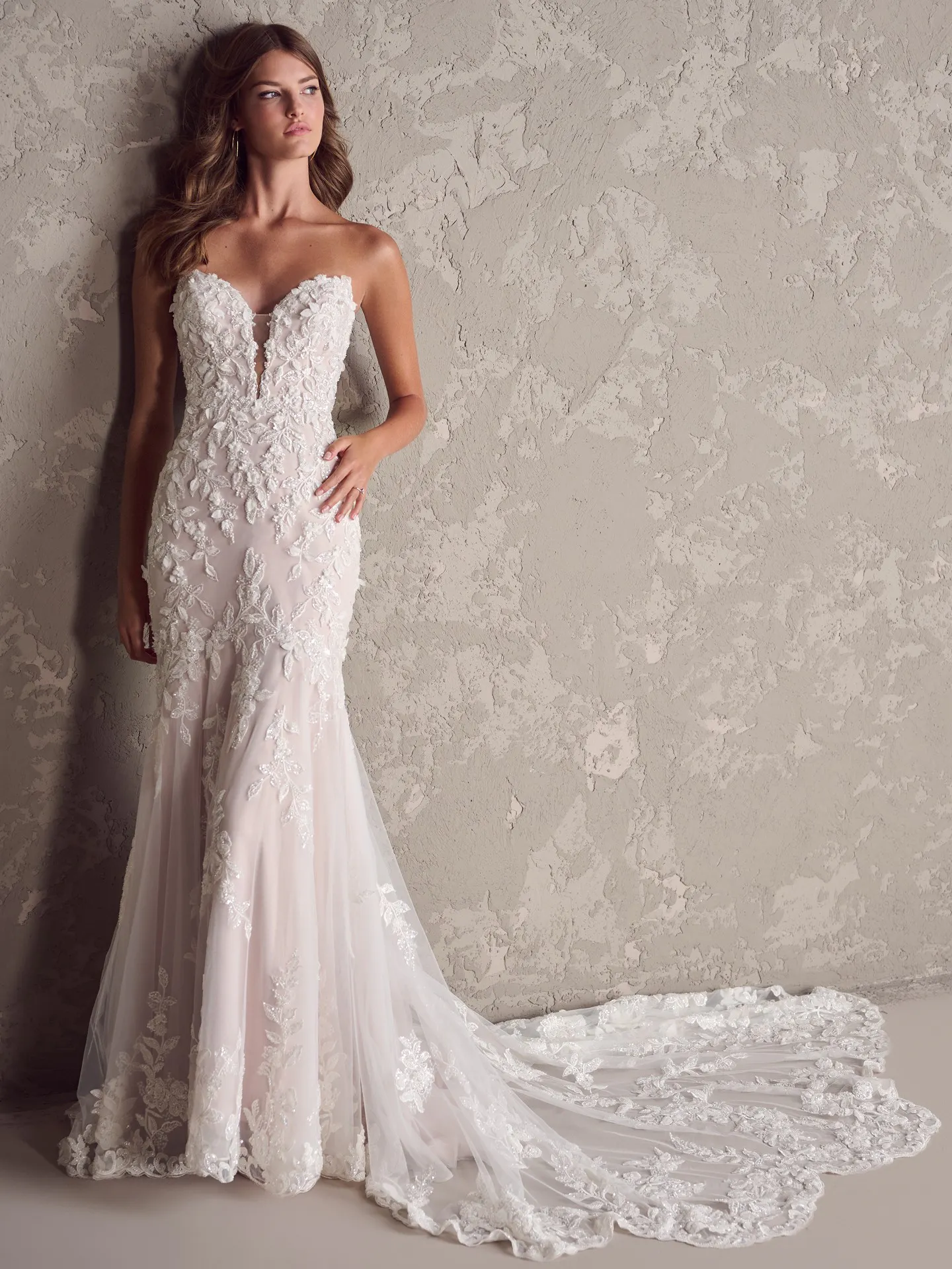 Sottero and Midgley Tanica gown front view floral lace detail