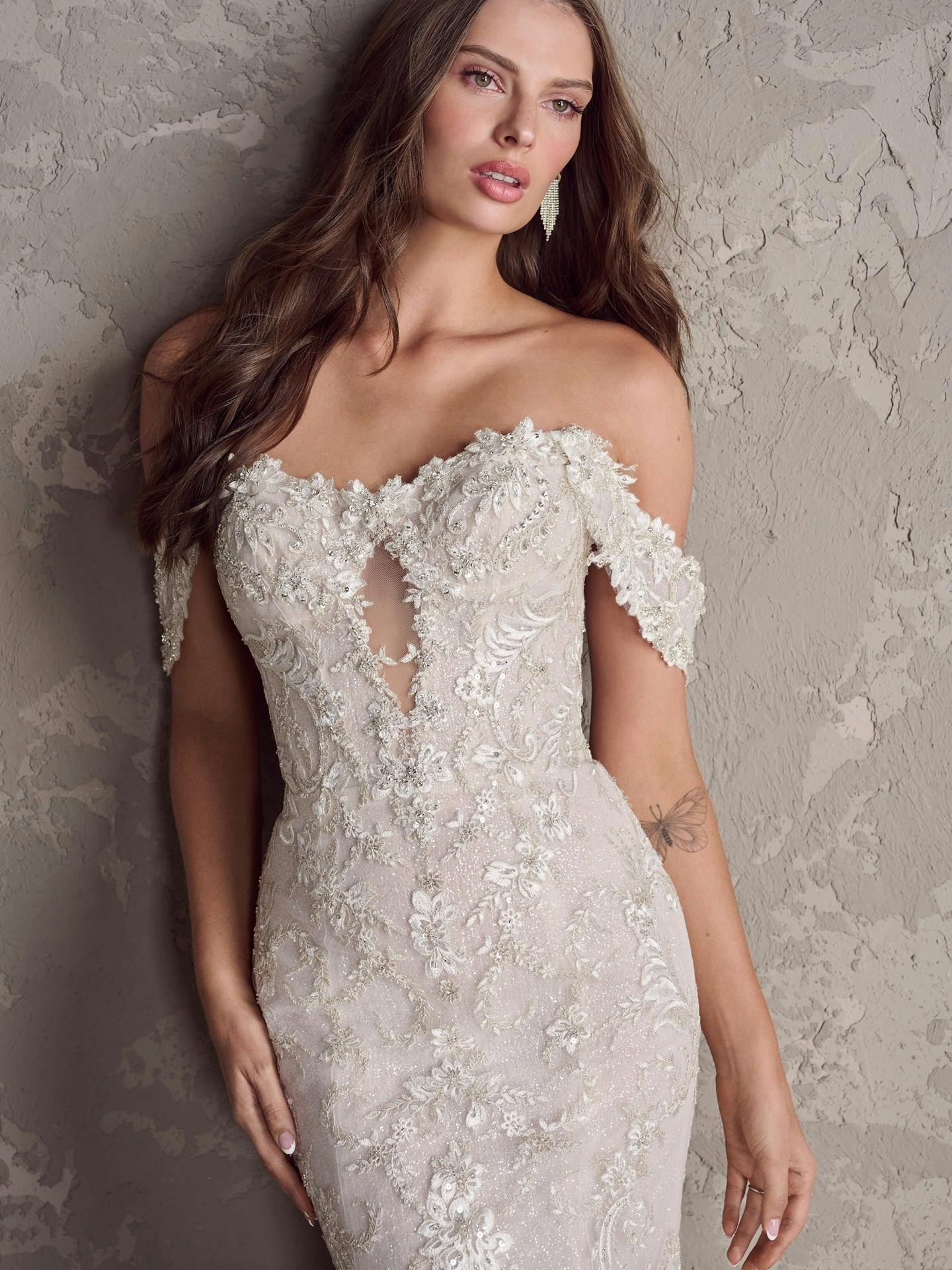 Xavier Plunging Diamond Neck Bridal Dress | Sottero and Midgley
