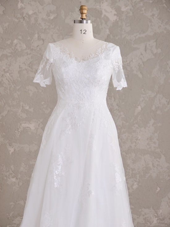 Dolly Leigh Tulle Modest Wedding Dress with Skirt Slit