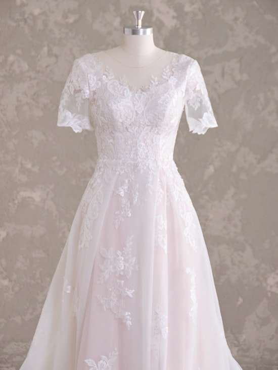 Dolly Leigh Tulle Modest Wedding Dress With Skirt Slit