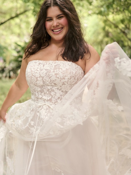 As Is Sequin Plunge Plus Size Wedding Dress