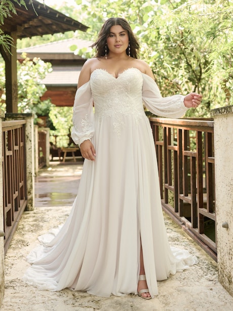 Plus Size Wedding Dress With Long Sleeves, ANY SIZE, Lace Bodice, Chiffon  Sleeves, Tulle or Chiffon Skirt, Wedding Dress for Curvy Bride -  Canada