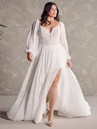 Detachable Long Simple Chiffon Bishop Wedding Sleeves With Romantic Details