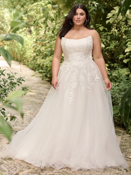 Strapless A-Line Plus Size Wedding Dress with Illusion Plunge