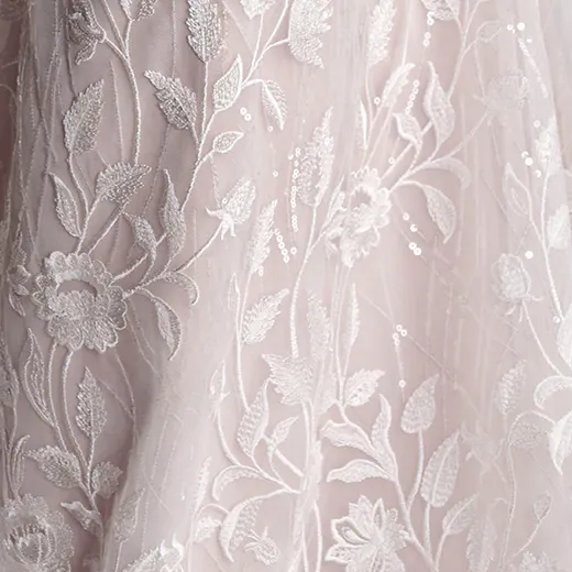 Maggie Sottero Fairchild lace detail on sequin bridal gown