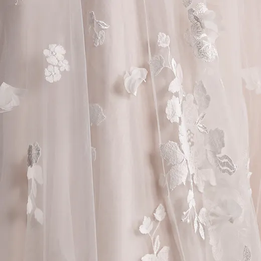 Maggie Sottero Laila 3D floral detail on tulle fabric