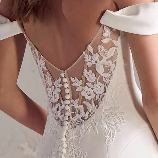 Rebecca Ingram Colby back view with lace and button detail
