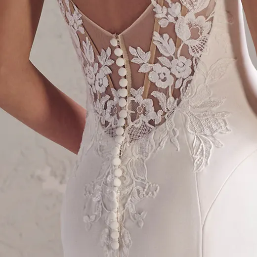 Rebecca Ingram Colby back view lace detail fit-and-flare bridal dress