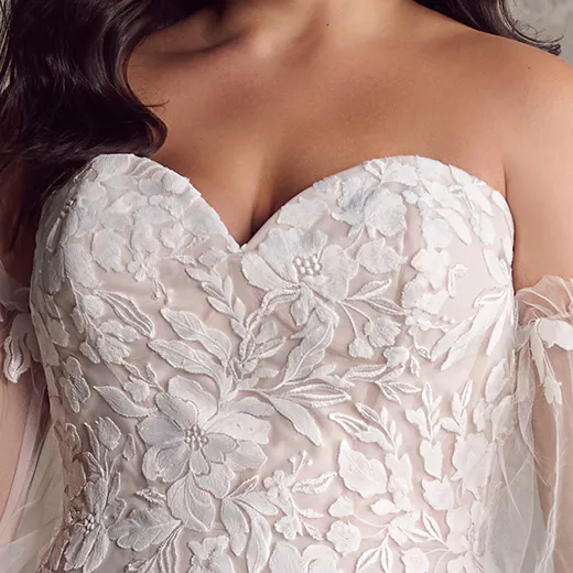 Rebecca Ingram Ruby A-Line dress with embroidered floral bodice front view