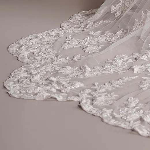 Sottero and Midgley Tanica lace embroidered train close-up