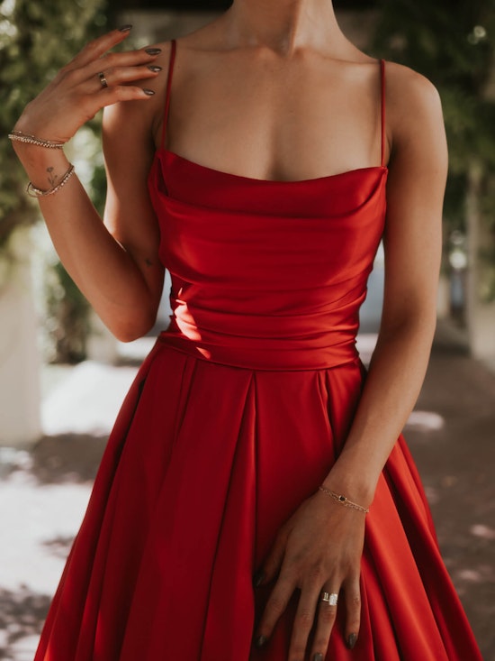 Scarlet Sophisticated Scarlet Satin A-line Bridal Gown
