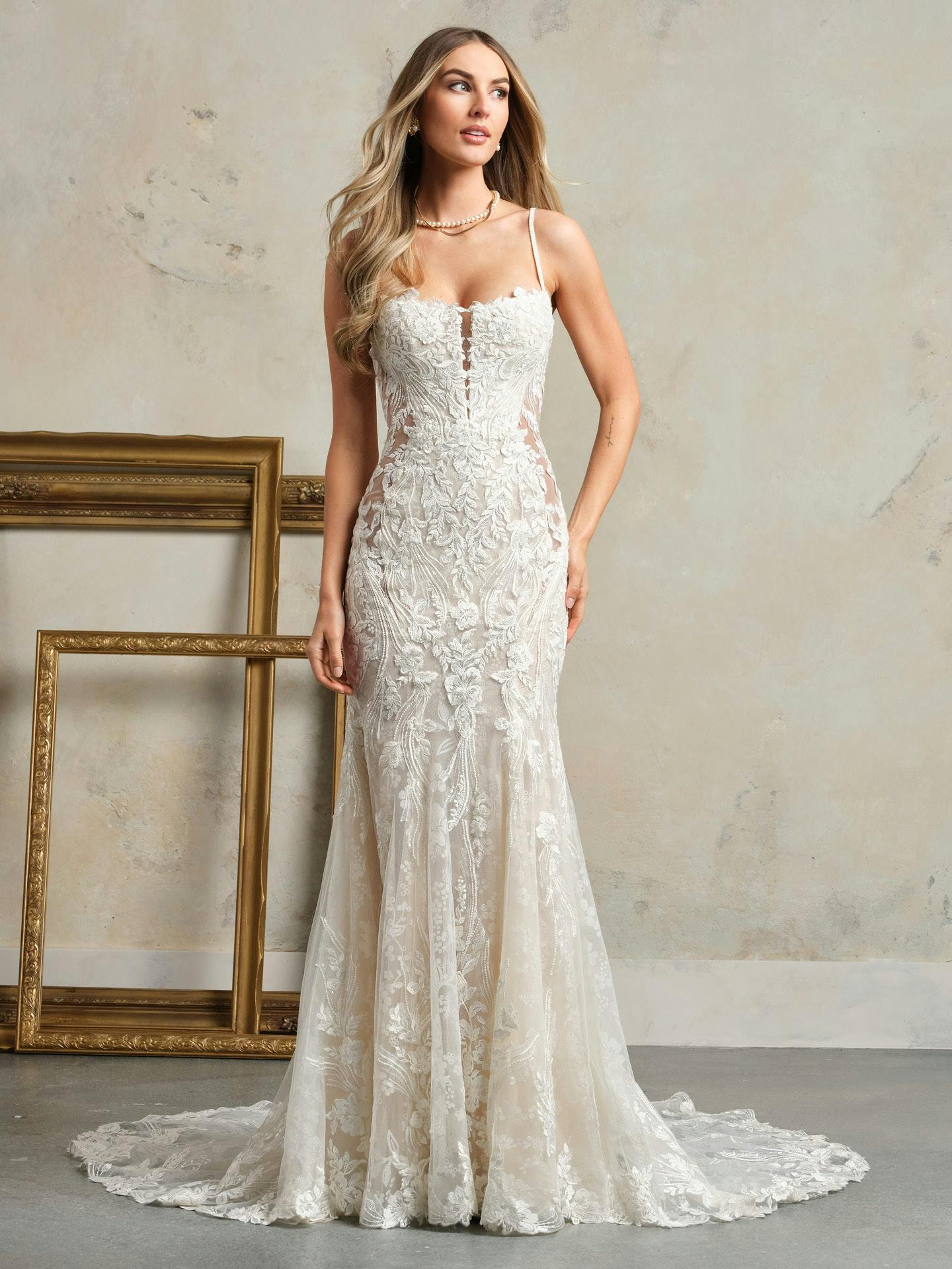 Admina Elegant Admina Mermaid V-Neck Wedding Dress | Maggie Sottero