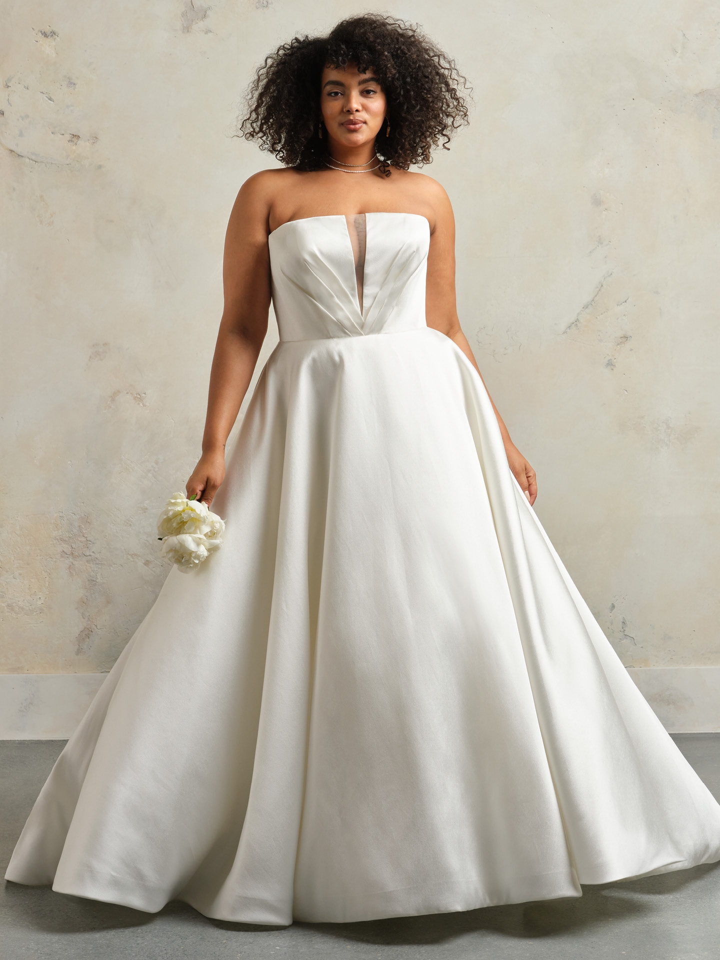 Amber Rose Pleated Strapless Mikado Wedding Gown