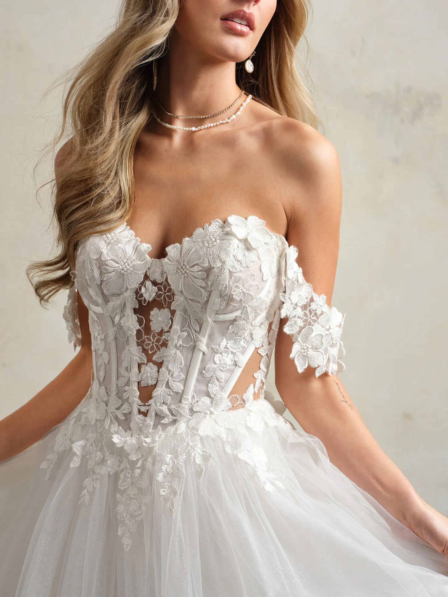 Maggie Sottero Angelette front view lace floral wedding dress