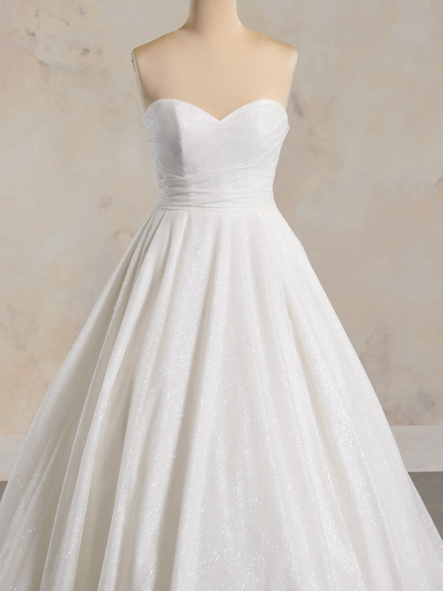 Maggie Sottero Anniston shimmery ballgown front view