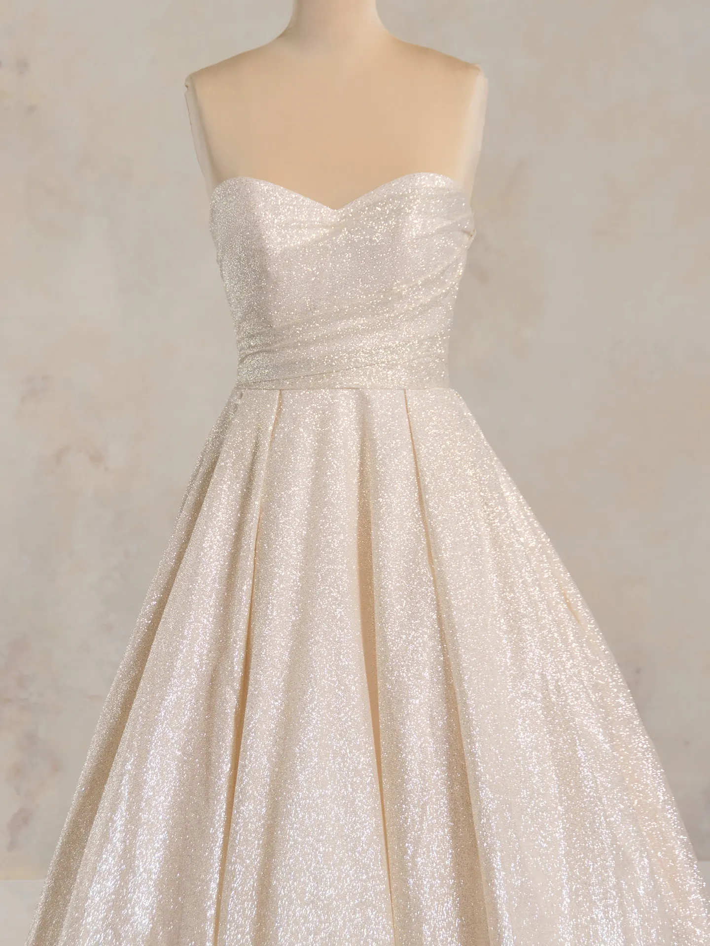 Maggie Sottero Anniston shimmery ballgown front view