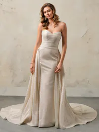 Champaign glitter tulle dress with detachable train