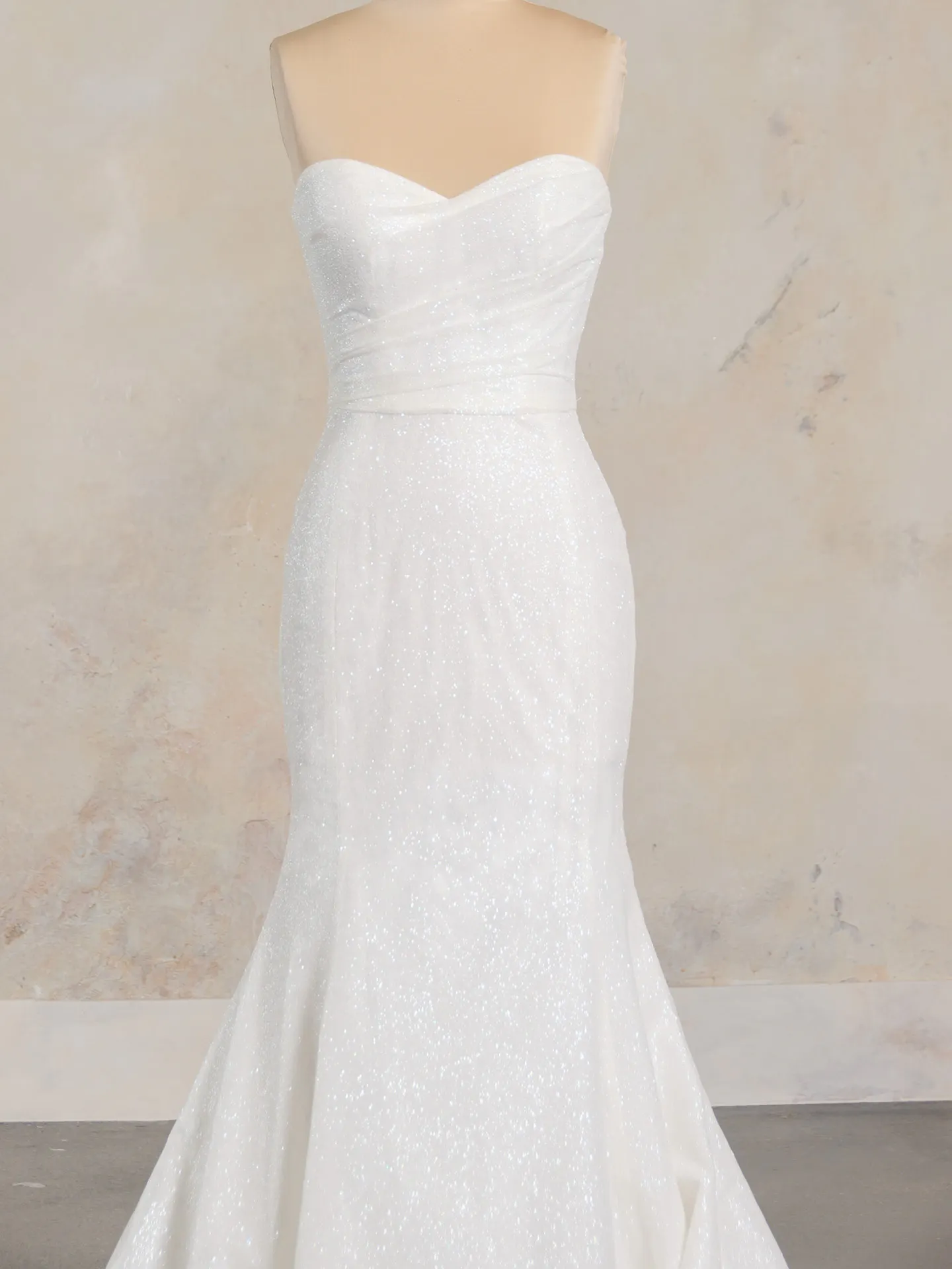 Maggie Sottero Anniston Lane front view glitter fit-and-flare bridal gown