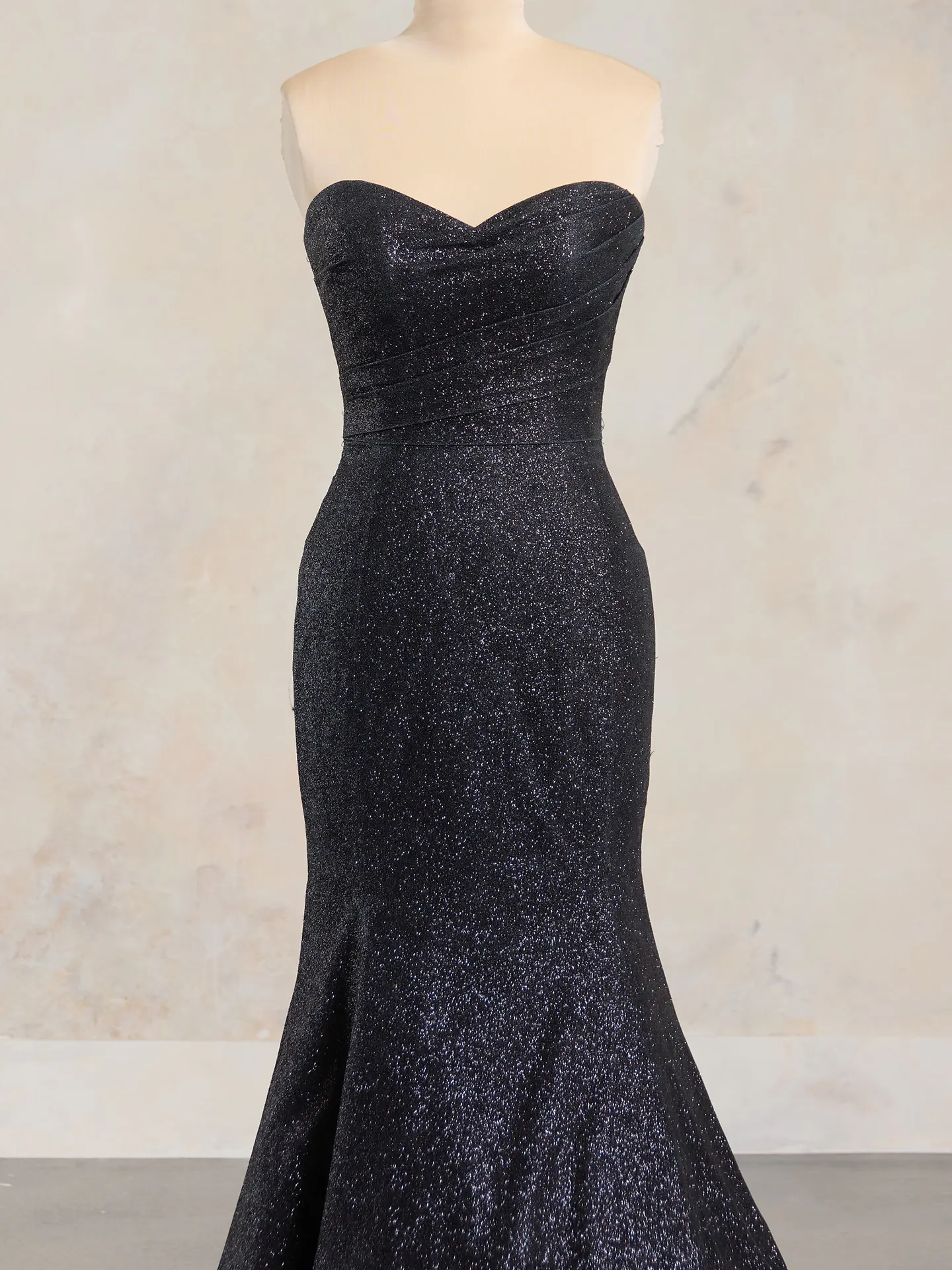 Maggie Sottero Anniston Lane glitter fit-and-flare gown front view.