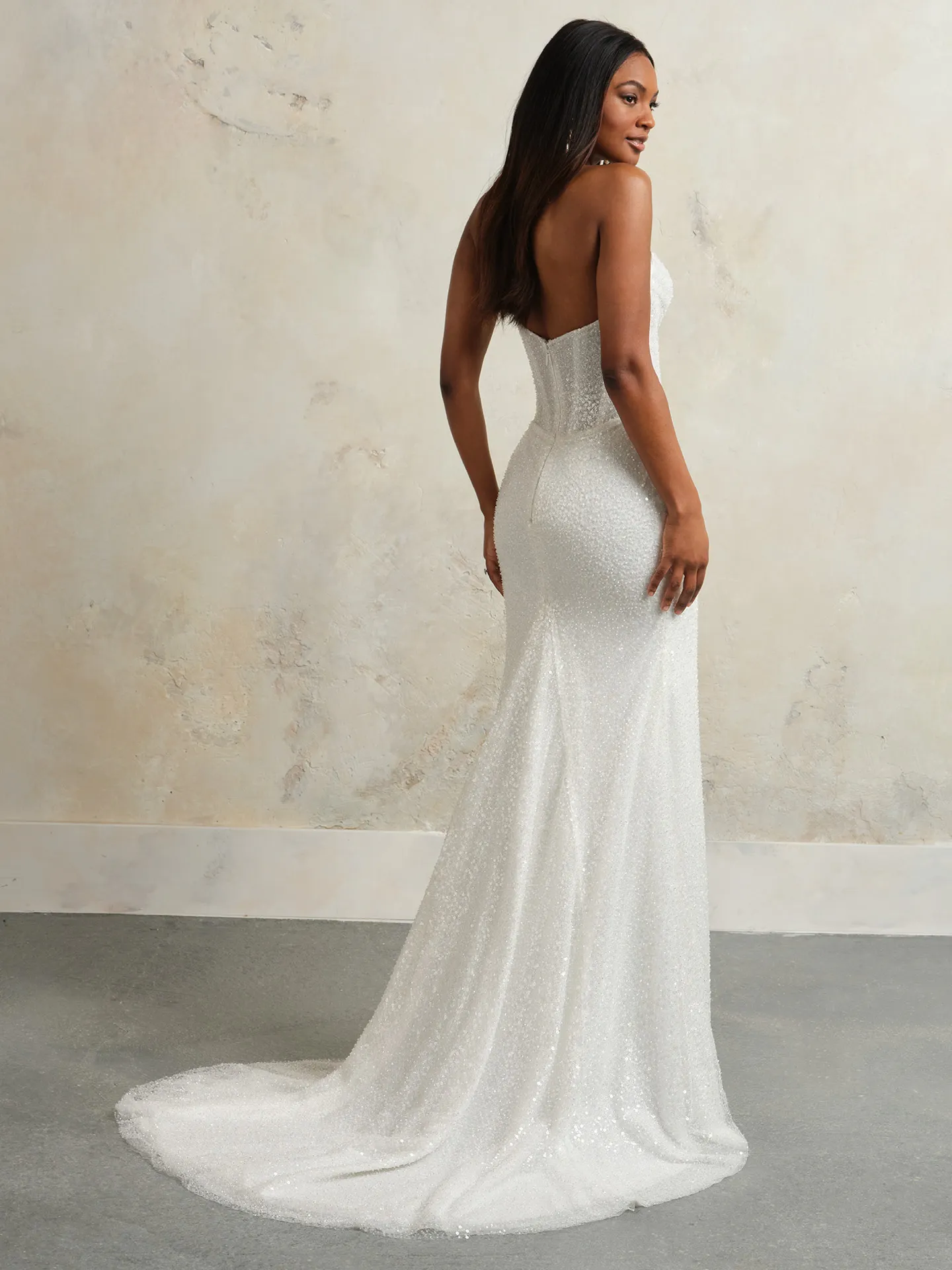 Stunning Ashley Mermaid Beaded Cat Eye Bridal Gown