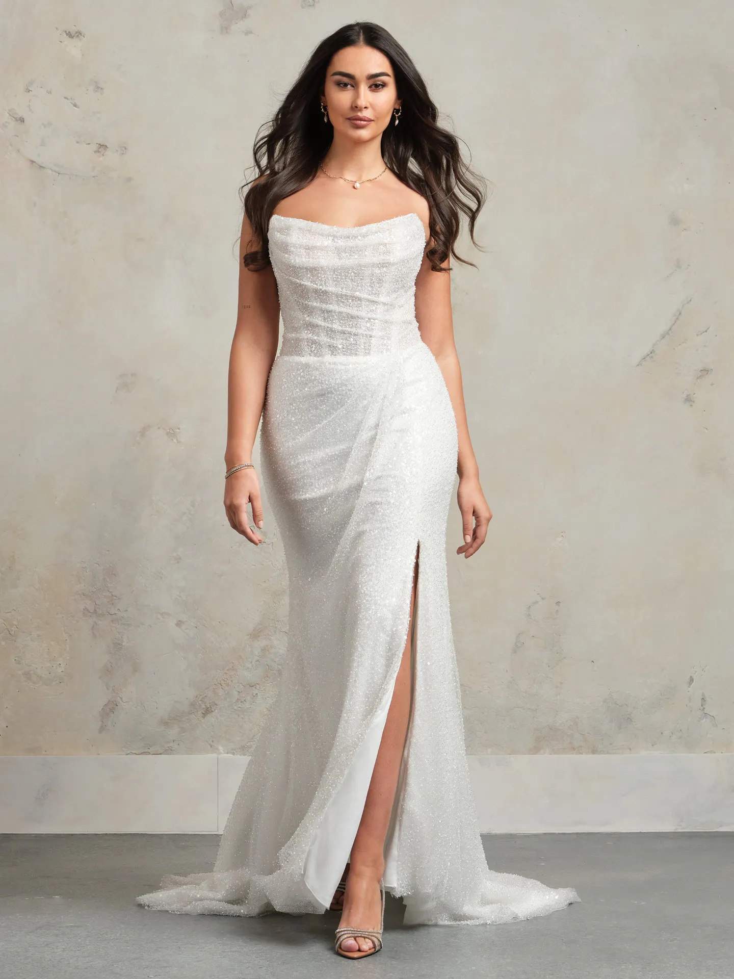 Ashley Mermaid Beaded Bridal Gown front view