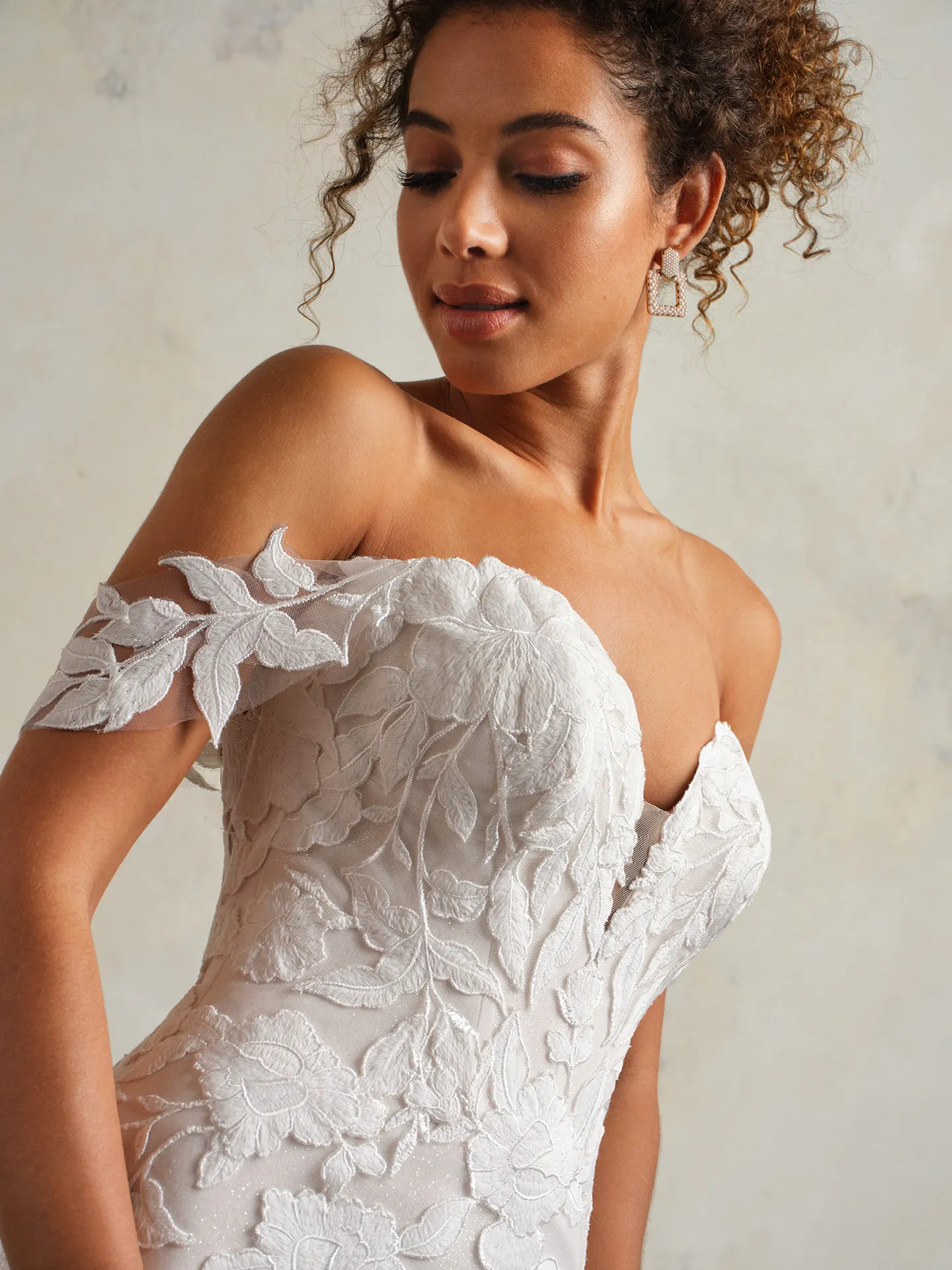 Maggie Sottero Bridget floral lace wedding dress side view