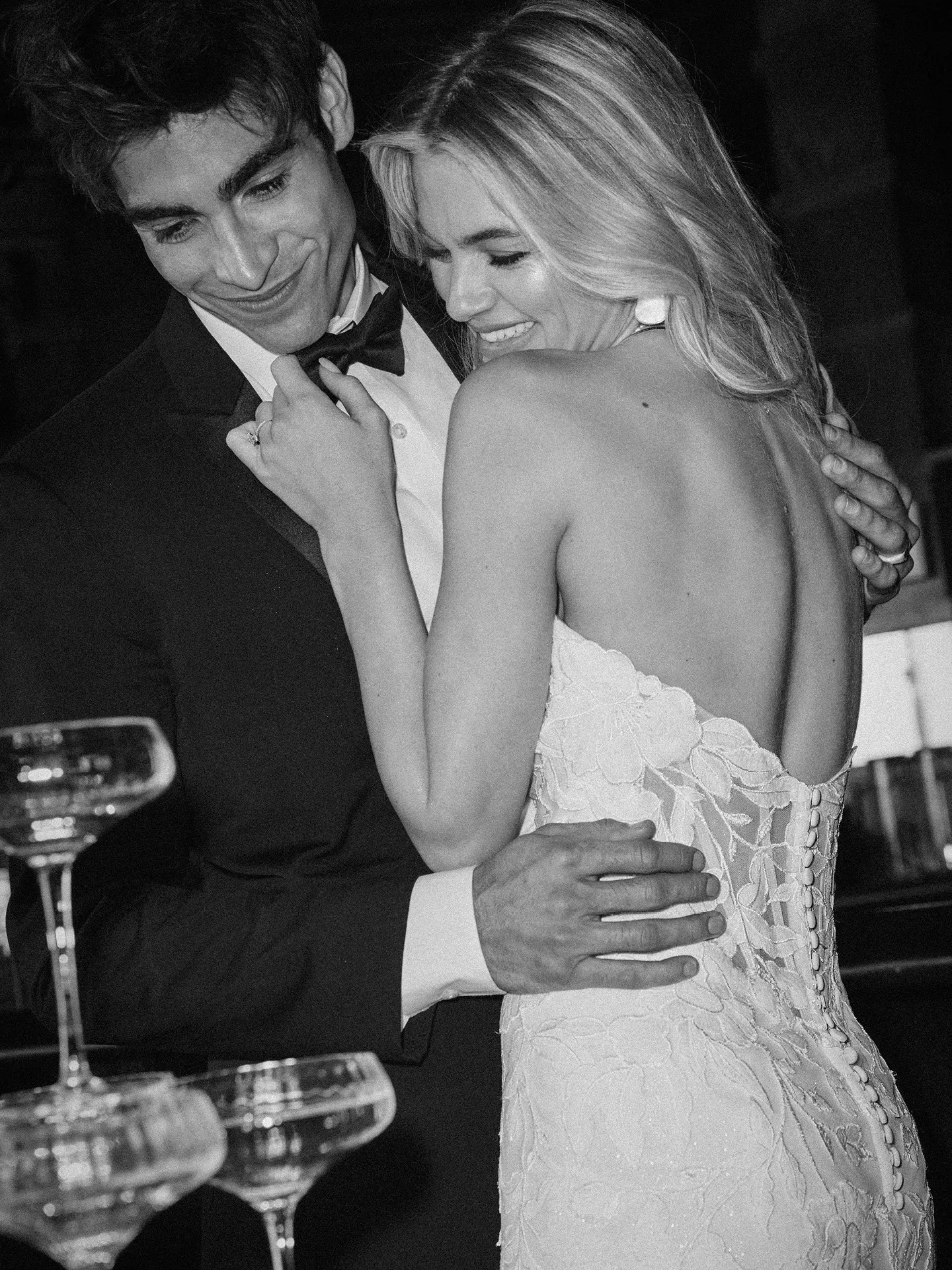 Bridget floral lace wedding dress back view
