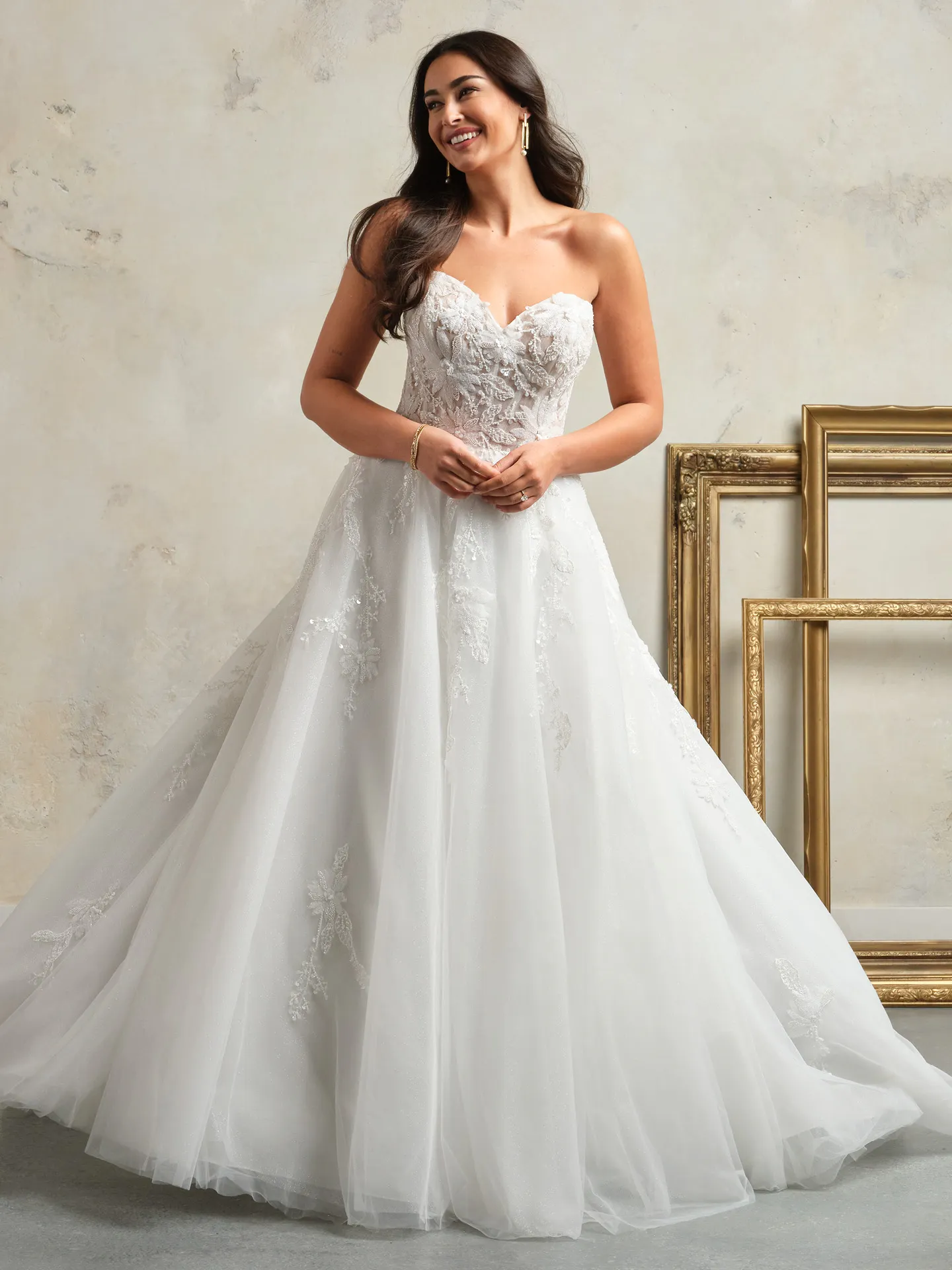 Maggie Sottero Caroline sequin lace illusion bridal gown front view