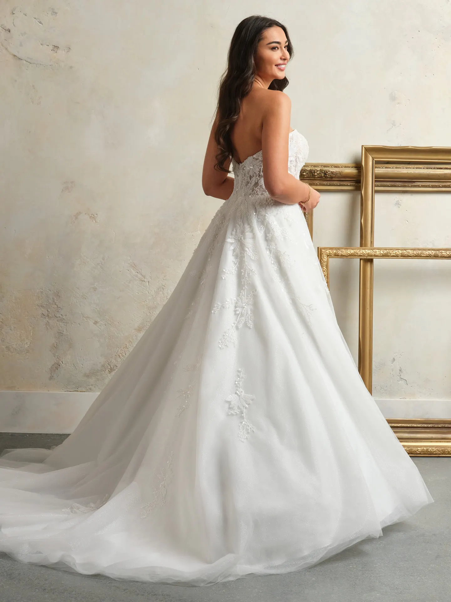 Maggie Sottero Caroline back view bridal gown with sequin lace and illusion details