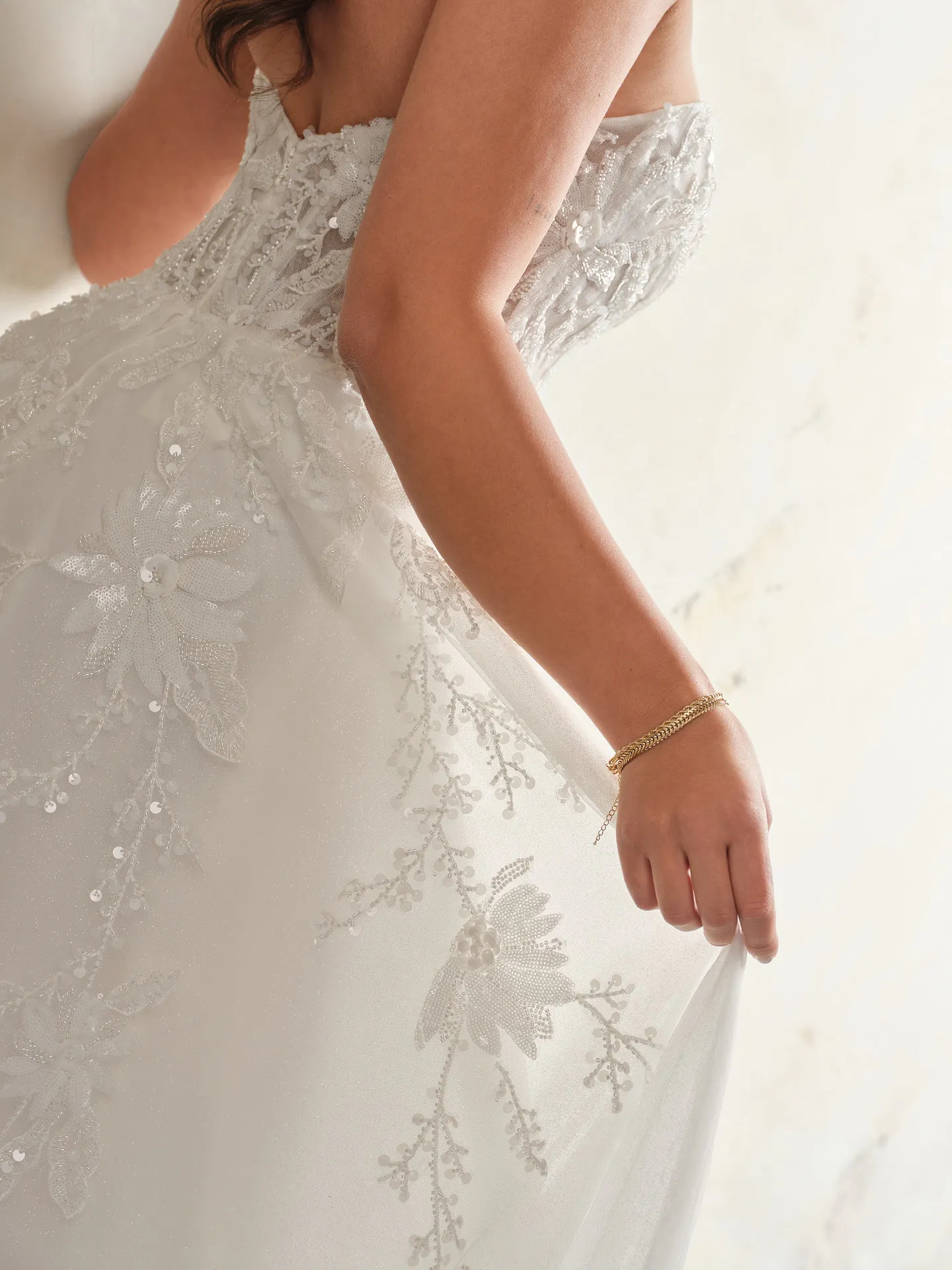 Maggie Sottero Caroline side view lace sequin details