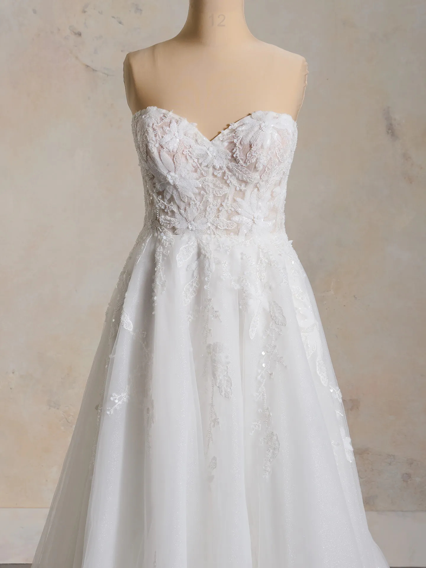 Caroline sequin lace gown front view Maggie Sottero