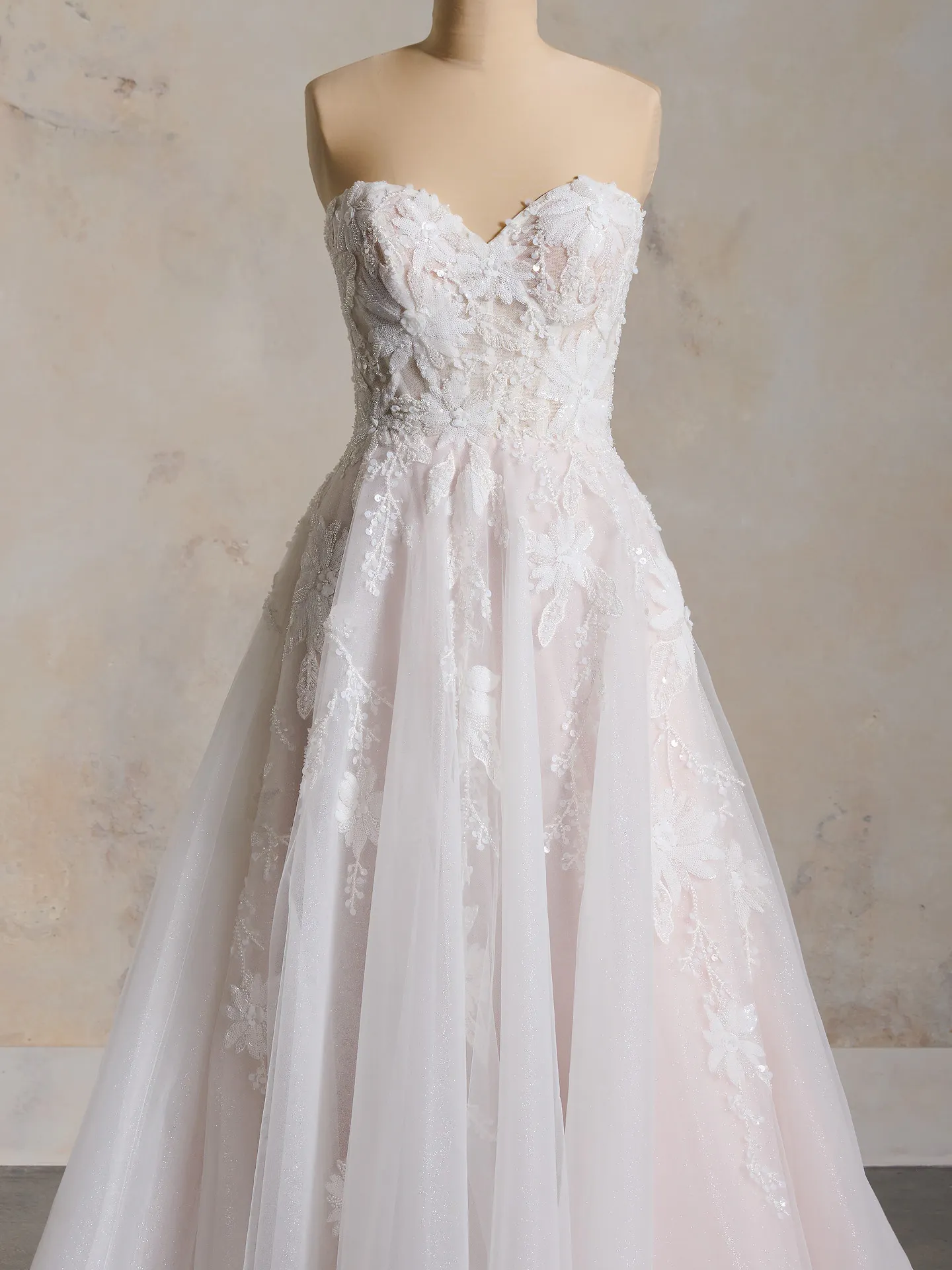 Maggie Sottero Caroline front view sequin lace illusion bridal gown
