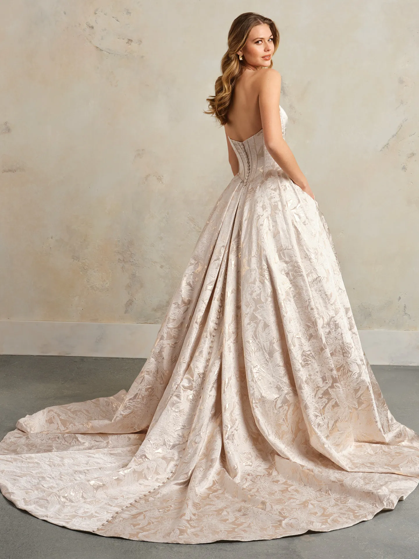 Sottero and Midgley Derrick back view floral ball gown