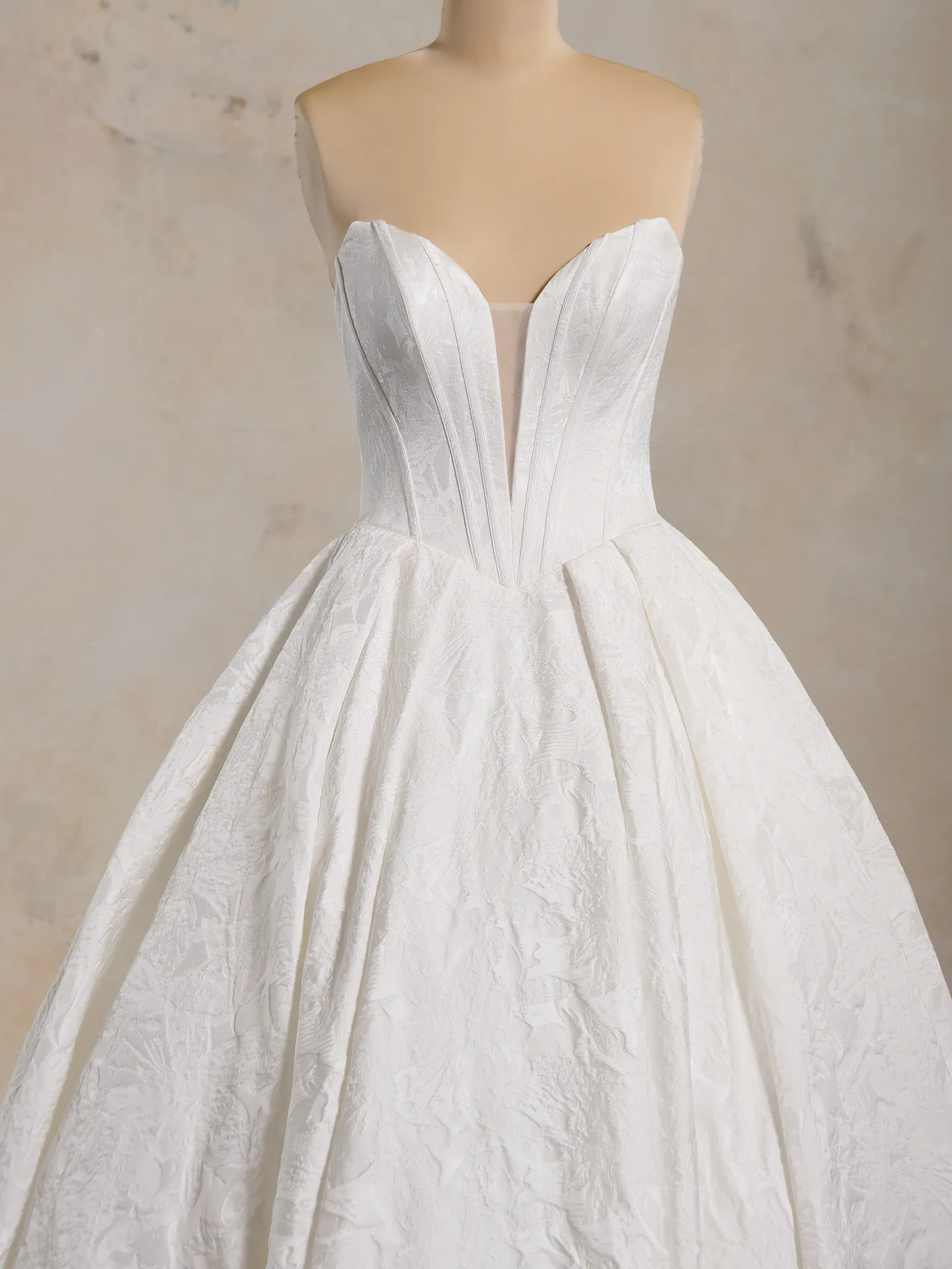 Derrick Marie floral ball gown wedding dress front view