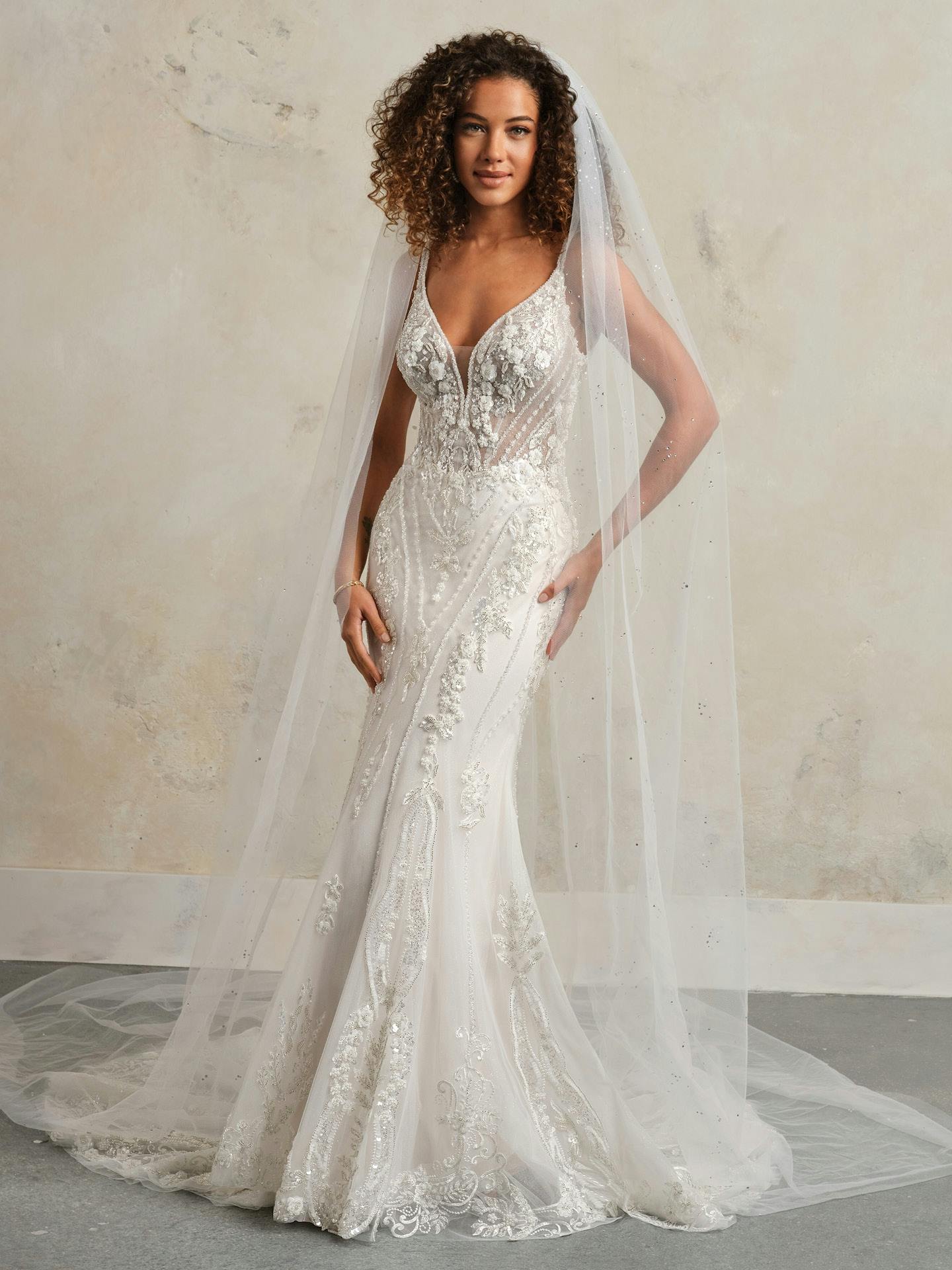Edie Formal Edie Glittering Deep-V Wedding Gown | Maggie Sottero