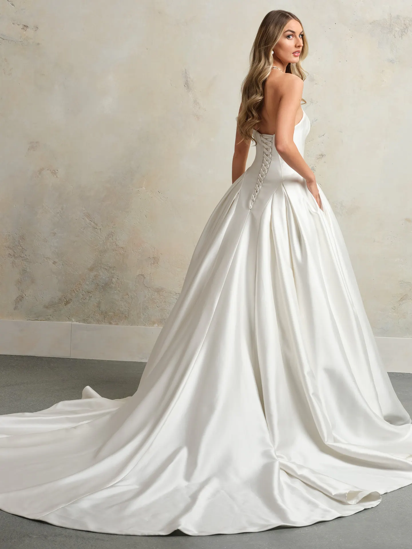 Sottero and Midgley bridal dress back view with elegant train