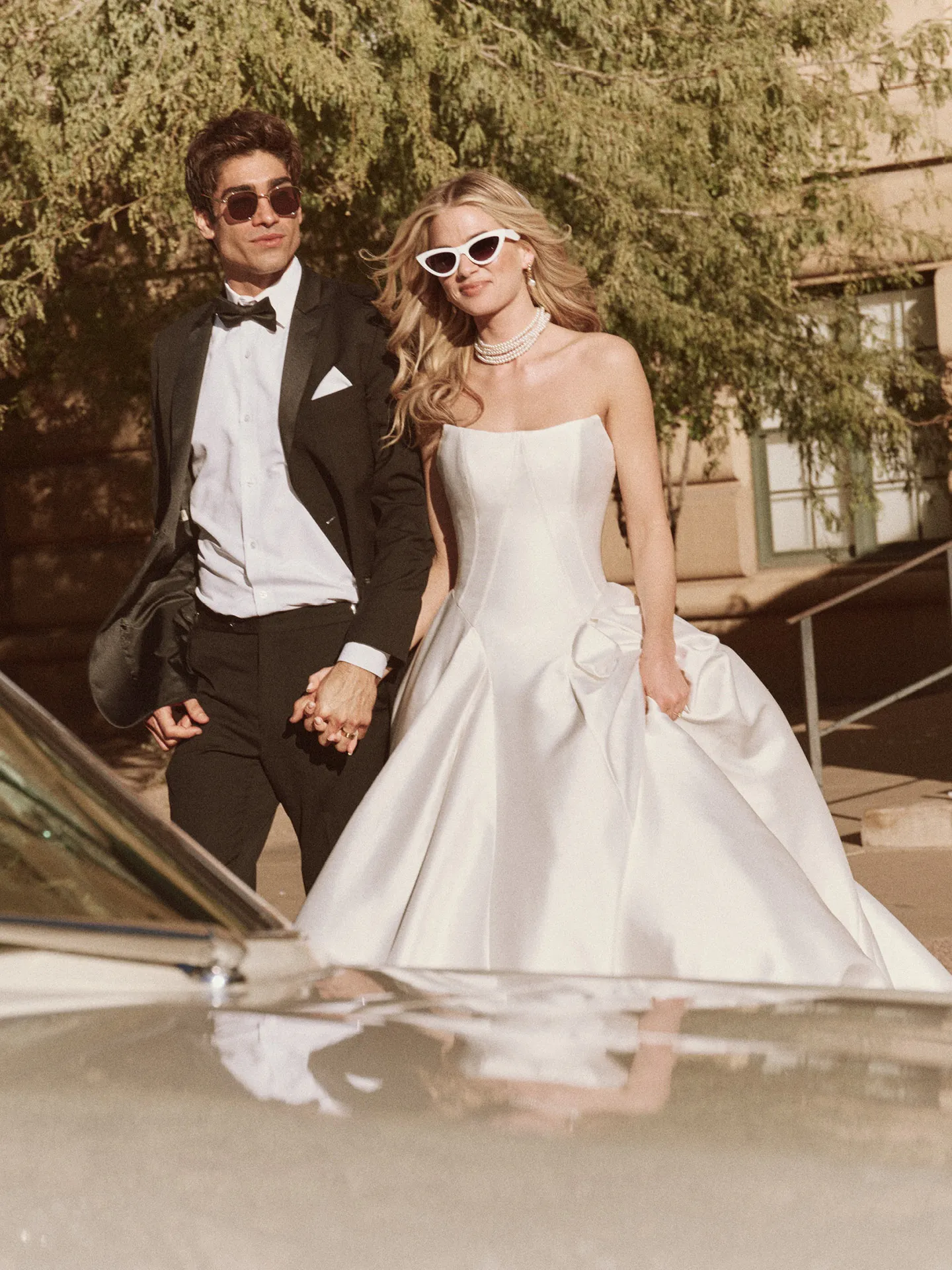 Rebecca Ingram cat eye bridal dress front view
