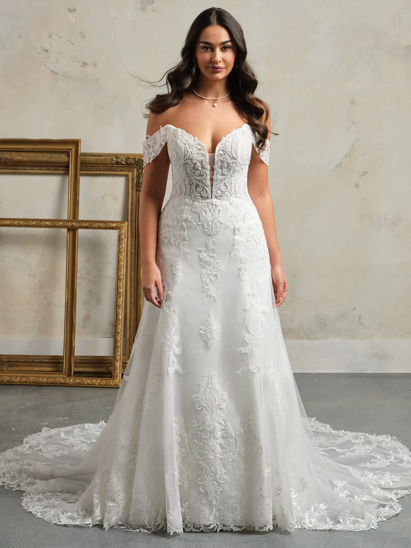 Maggie Sottero Kyler front view glittering A-line dress