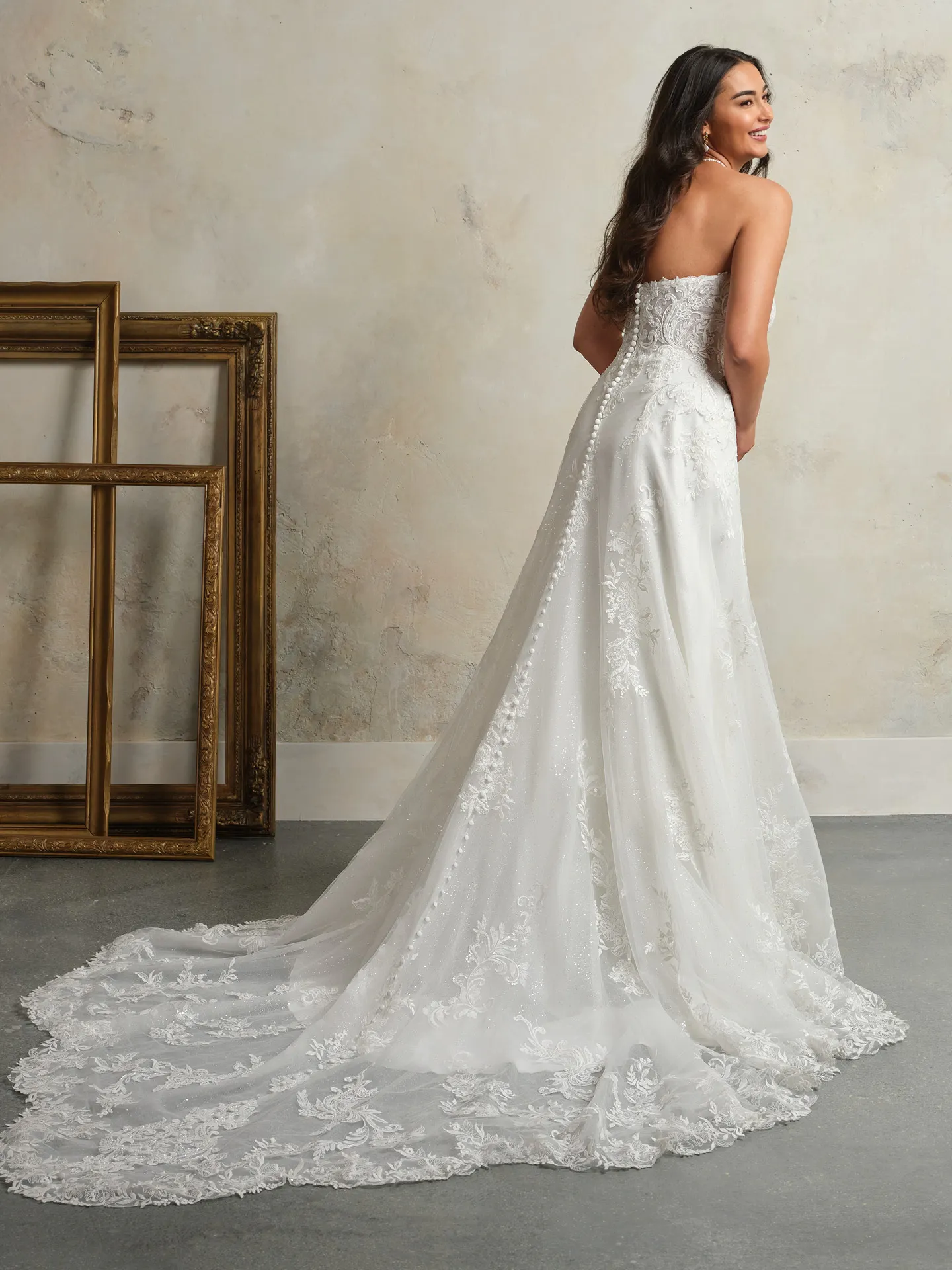 Kyler A-Line wedding dress back view with glittering details by Maggie Sottero