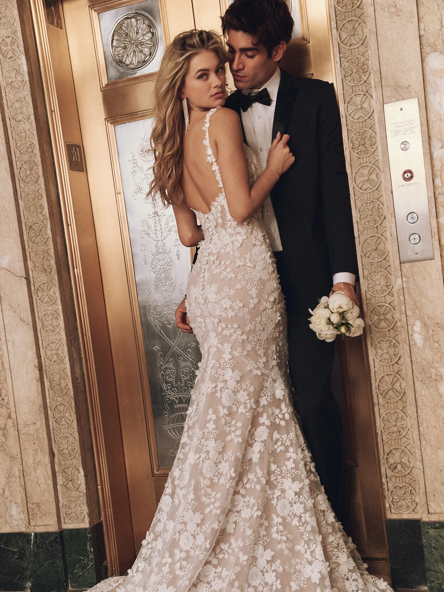 Maggie Sottero Ladonna Lane floral lace mermaid gown back view