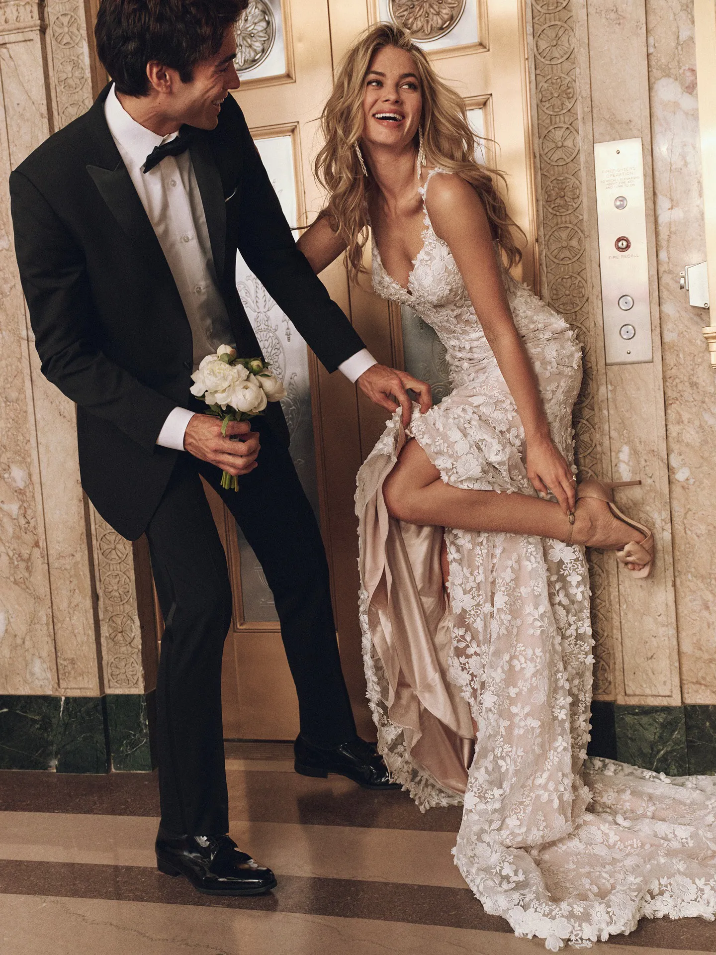 Maggie Sottero Ladonna Lane 3-D floral lace mermaid gown front view