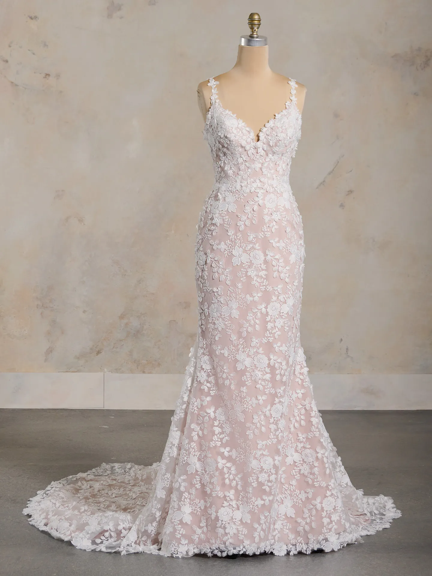 Maggie Sottero Ladonna Lane floral lace mermaid gown front view