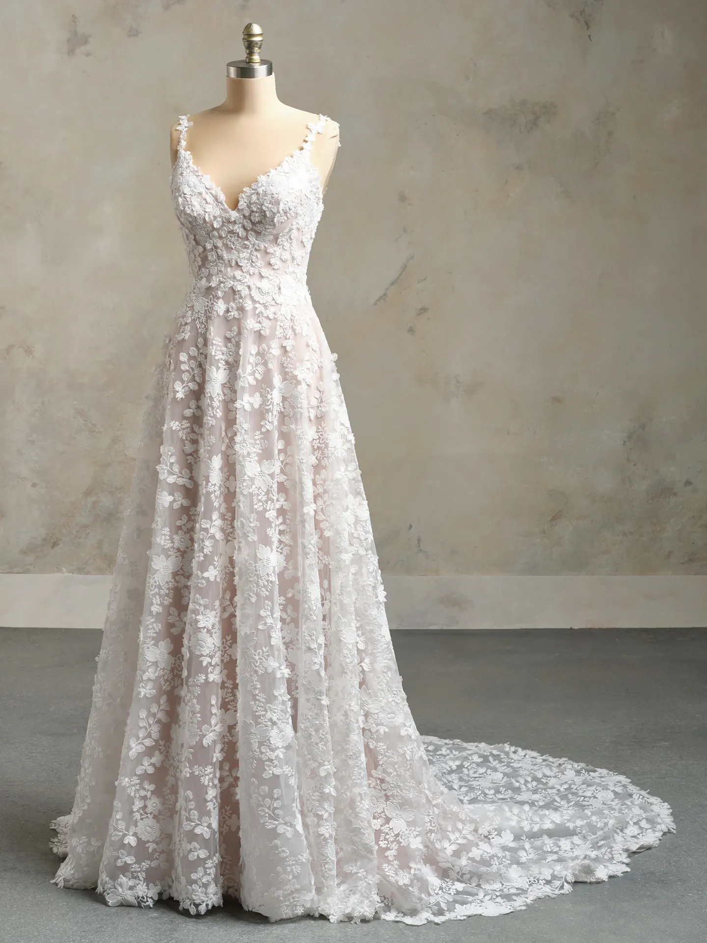 Ladonna romantic 3D floral dress front view Maggie Sottero