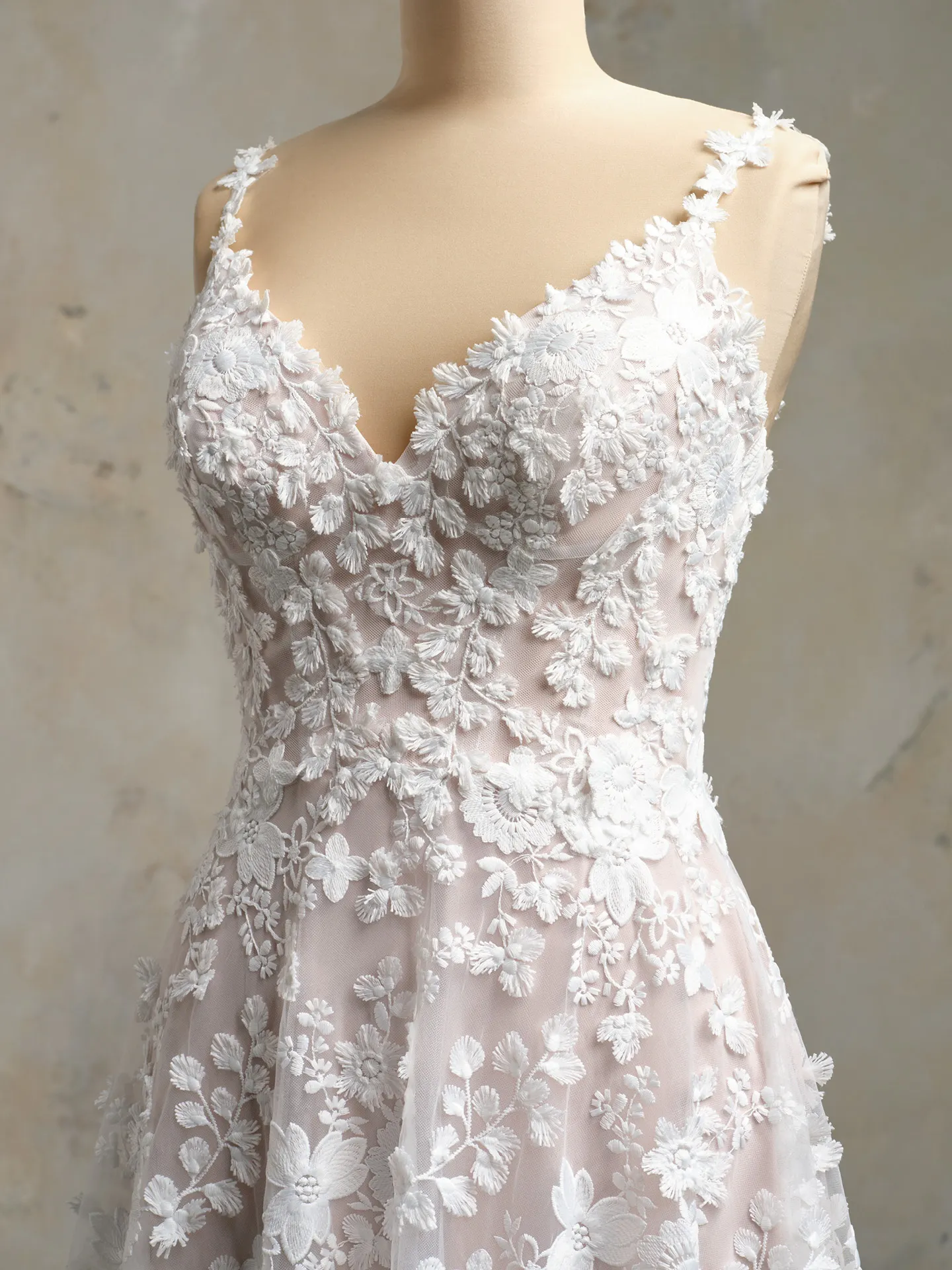 Maggie Sottero Ladonna front view 3D floral wedding dress