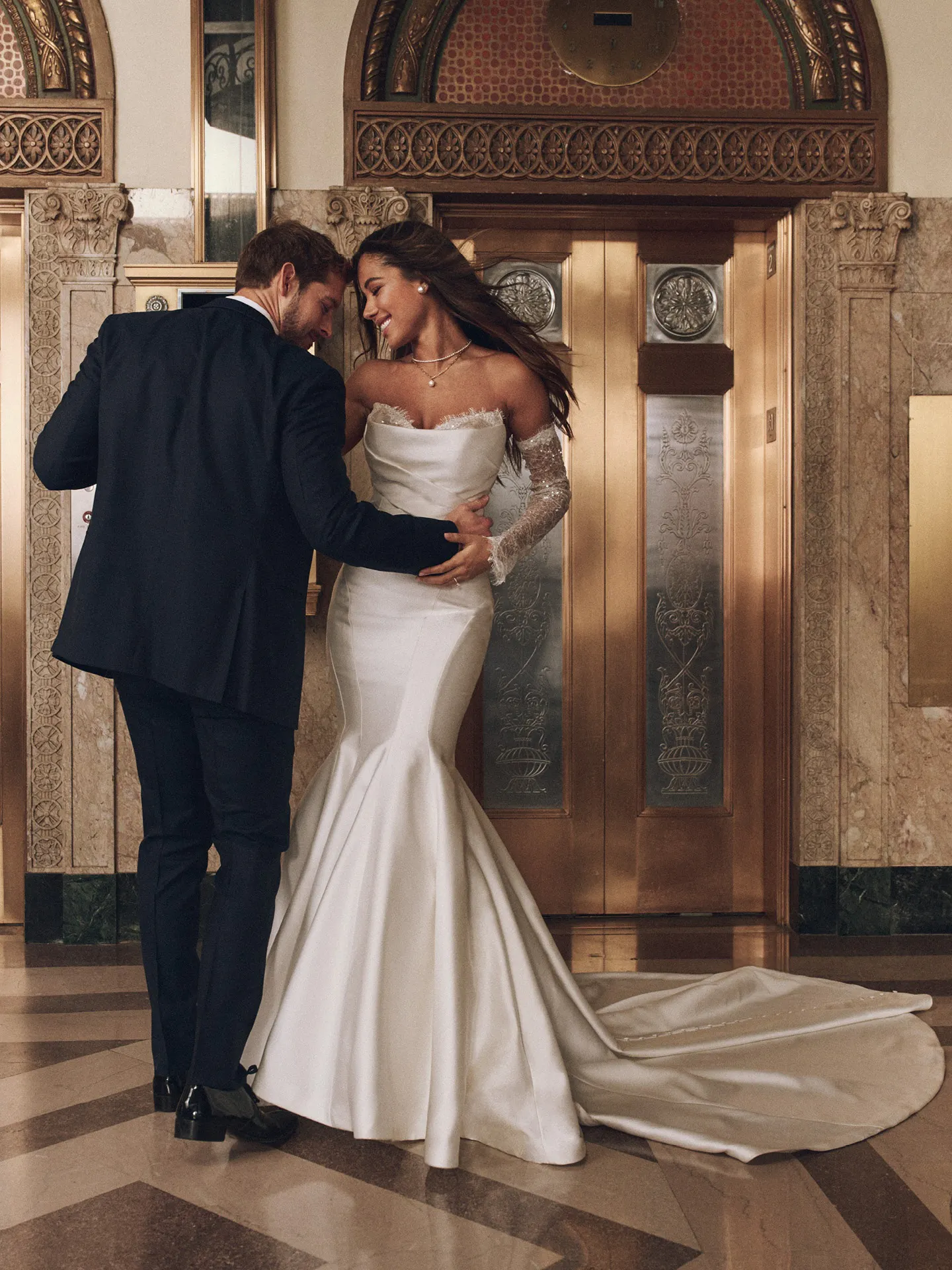 Glamorous Leilani fit-and-flare bridal dress front view.